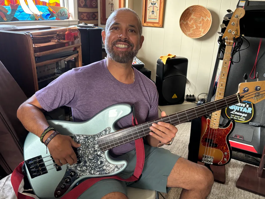 Oscar Padilla with his bass
